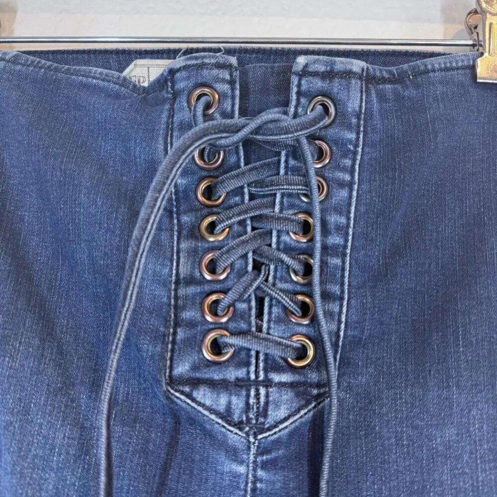 Free People Lace Up Jeans Retro Skinny 26